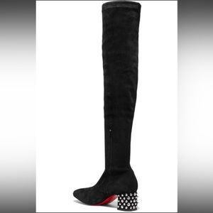 NWOT Christian Louboutin Study Stretch 55 Spiked Suede Over-The-Knee Boots